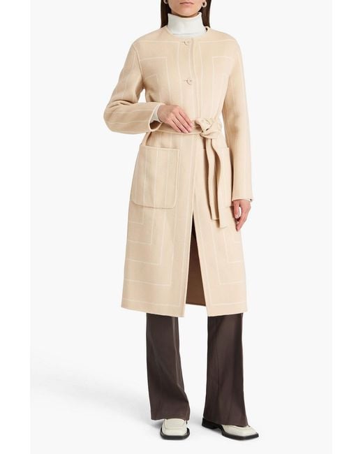 Joseph Natural Scheffer Striped Wool And Silk-blend Coat