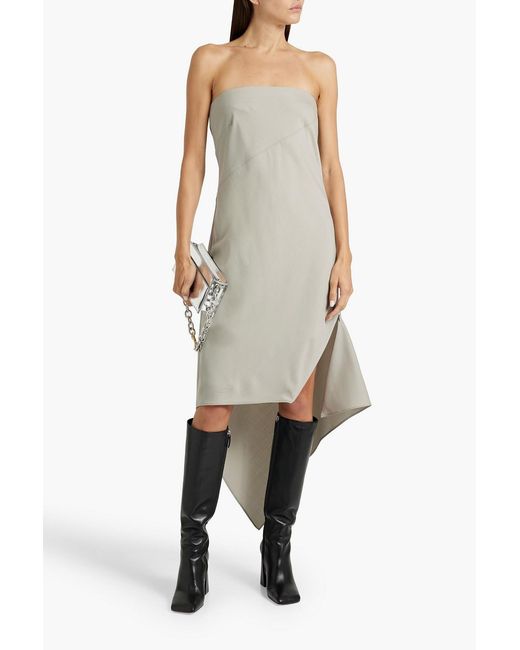 Helmut Lang White Asymmetric Wool-twill Dress