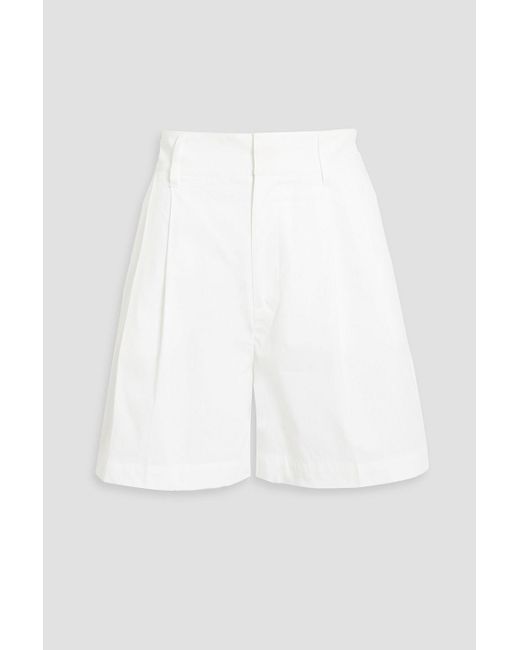 RED Valentino White Pleated Cotton-blend Poplin Shorts