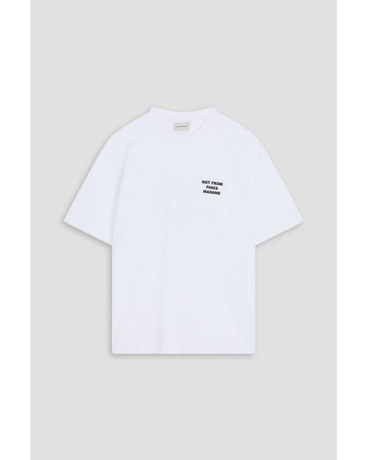 Drole de Monsieur White Printed Cotton-jersey T-shirt for men