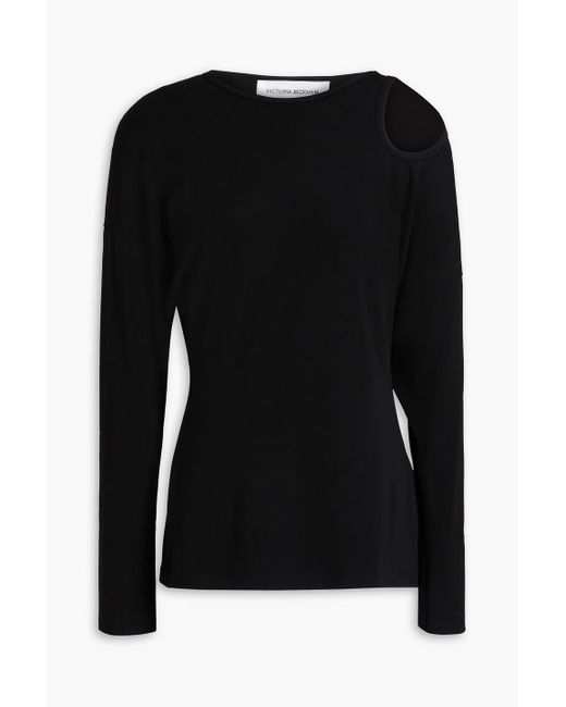 Victoria Beckham Black Cutout Jersey Top