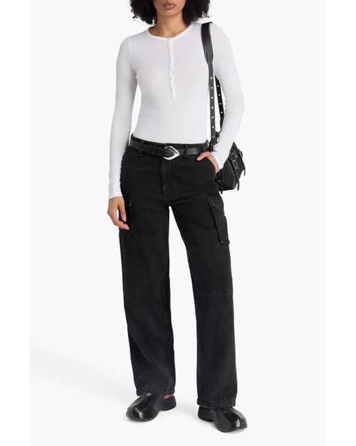 Rag & Bone White Ribbed-Knit Top