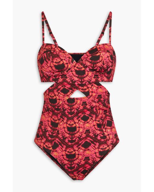 Ulla Johnson Red Luna Cutout Tie-dyed Swimsuit