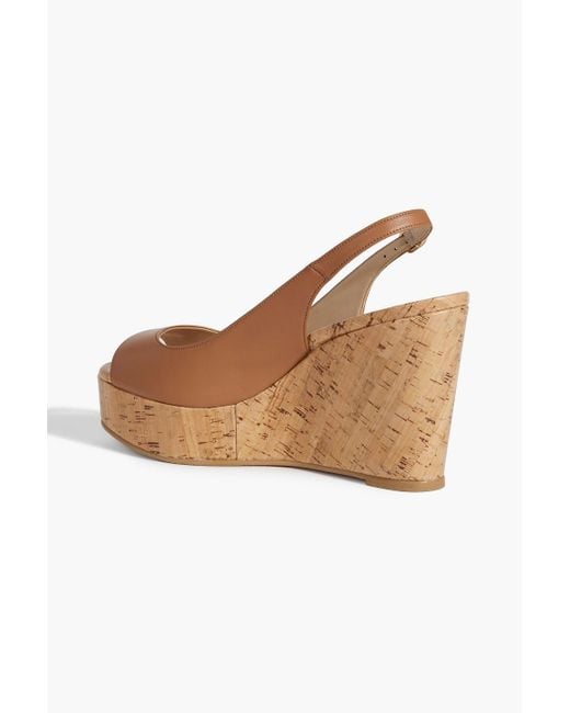 Stuart Weitzman White Riveria Leather Wedge Slingback Sandals