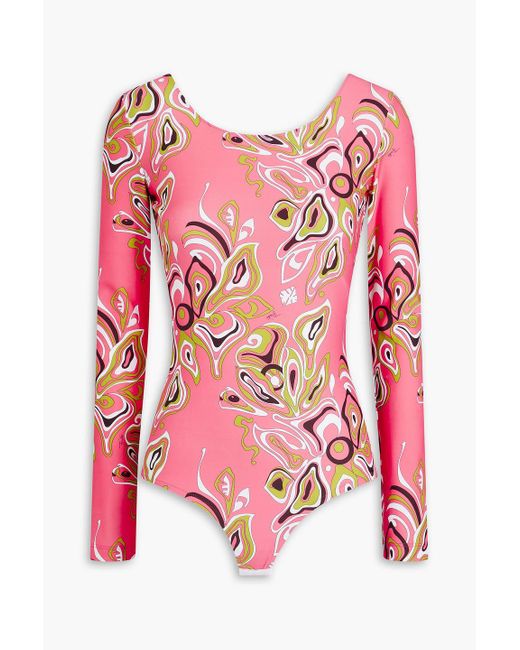 Emilio Pucci Pink Printed Stretch Bodysuit