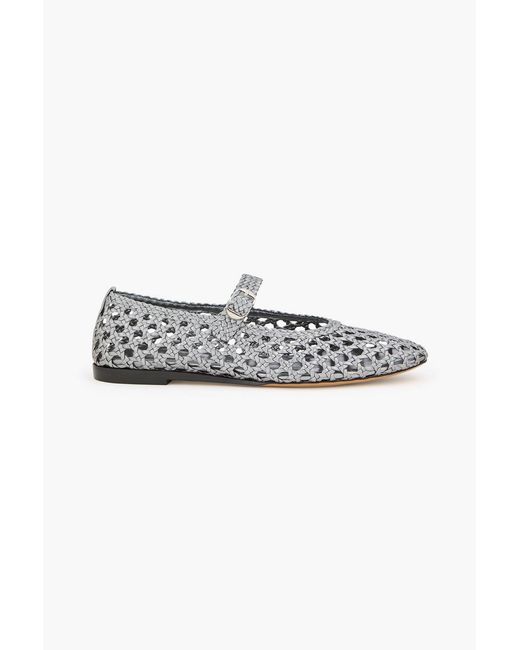 Le Monde Beryl Metallic Woven Leather Mary Jane Flats
