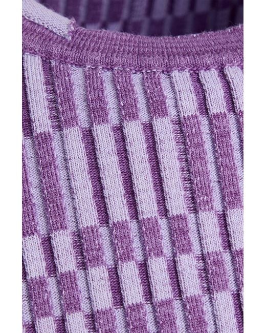 Jacquemus Purple La Maille Gelati Checked Ribbed Cotton-Blend Sweater for men