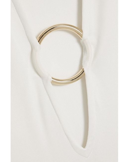 Louisa Ballou White Ring-embellished Stretch-jersey Maxi Dress