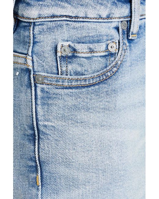 Ganni Blue Cropped Faded High-rise Slim-leg Jeans