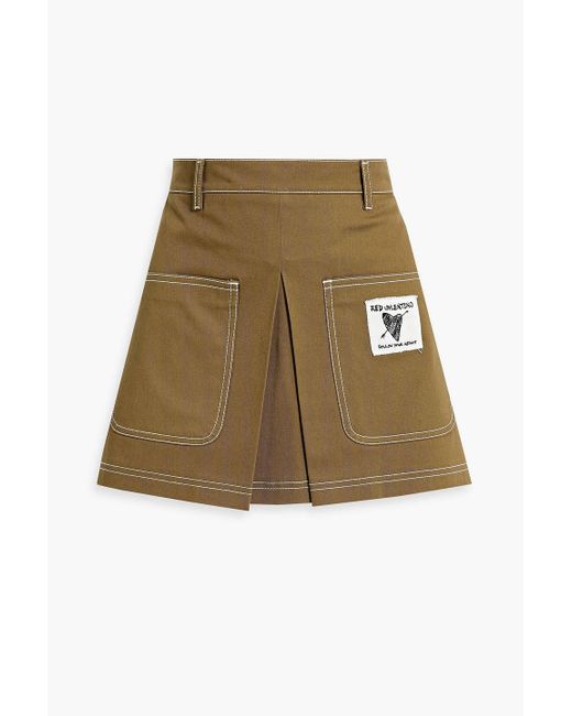 RED Valentino Natural Skirt-effect Cotton-blend Twill Shorts
