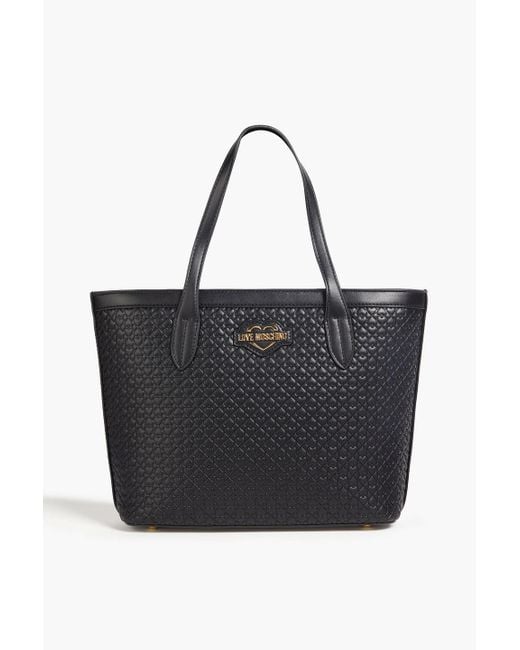 Love Moschino Black Embossed Faux Leather Tote