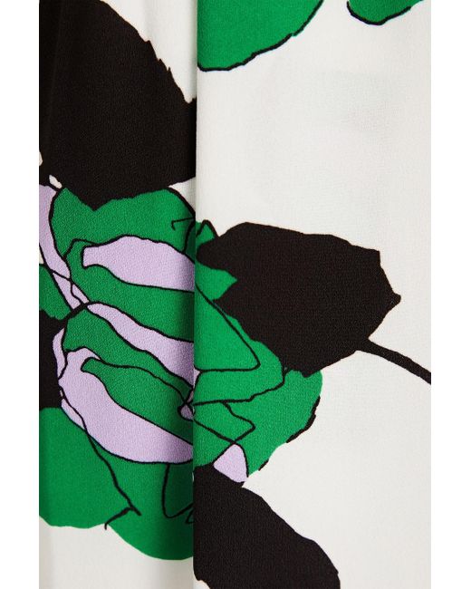 Diane von Furstenberg Green Brianna Floral-print Crepe Wide-leg Pants