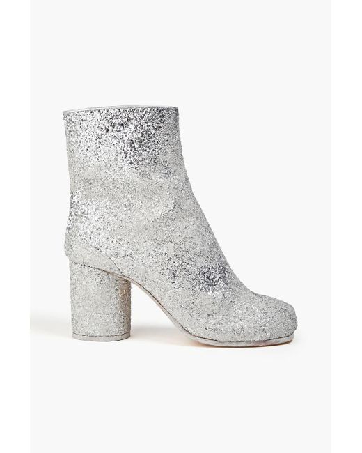 Maison Margiela Gray Tabi Split-toe Glittered Woven Ankle Boots