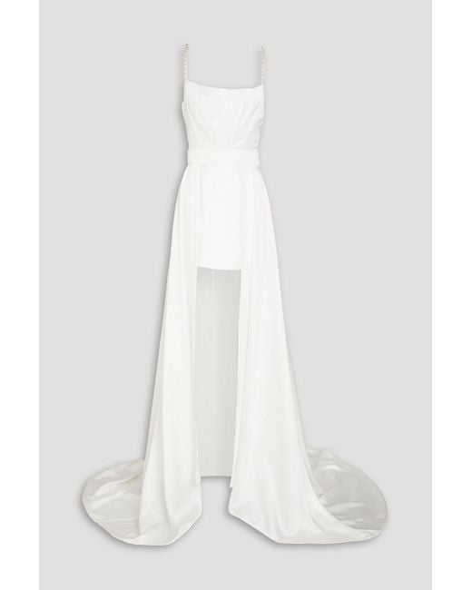 retroféte White Evalina Convertible Embellished Satin Mini Dress
