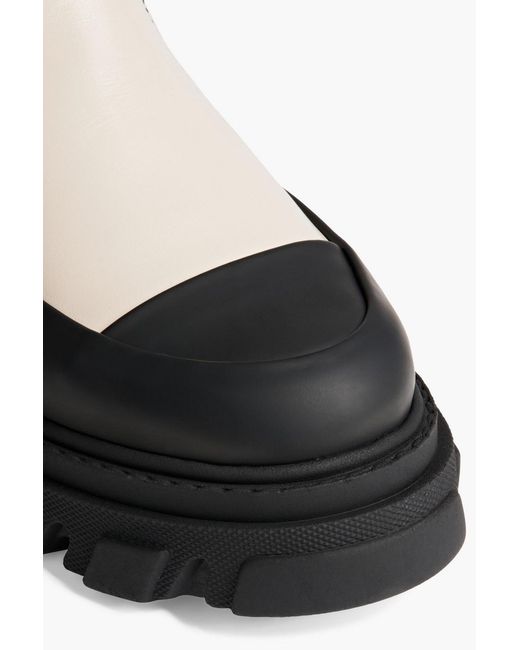 Ganni Black Rubber-trimmed Leather Knee Boots