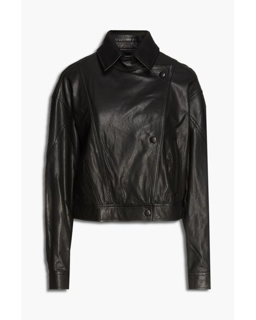 IRO Black Alkal Cropped Leather Jacket