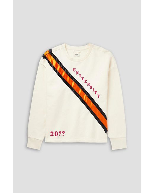 Bode White Grad Colors Satin-Trimmed Embroidered Cotton-Jersey Sweatshirt for men