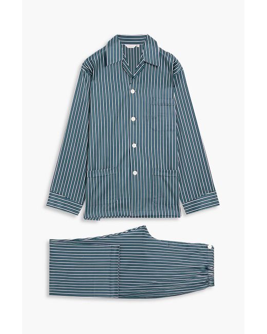 Derek Rose Blue Wellington Striped Cotton-poplin Pajama Set for men