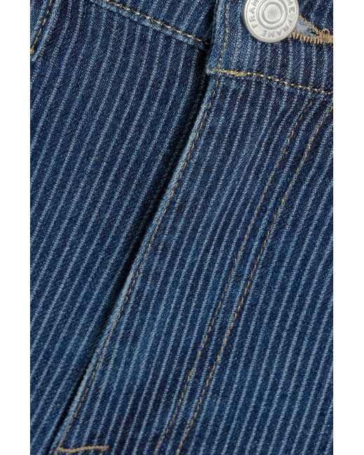 FRAME Blue Le Jane Crop Pinstriped High-rise Straight-leg Jeans