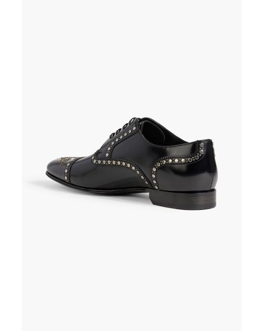 Dolce & Gabbana Black Studded Patent-leather Brogues for men