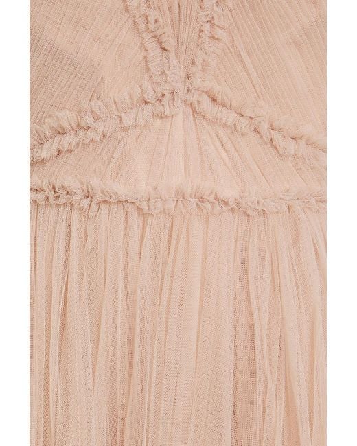 Zac Posen Natural Pleated Tulle Gown