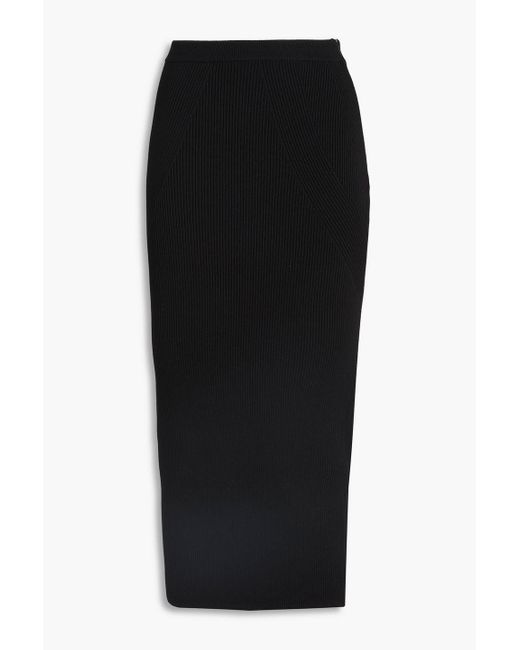 Alexander McQueen Black Bleistiftrock aus einer gerippten wollmischung in midilänge