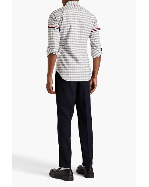 Thom Browne White Striped Gingham Cotton Shirt for men