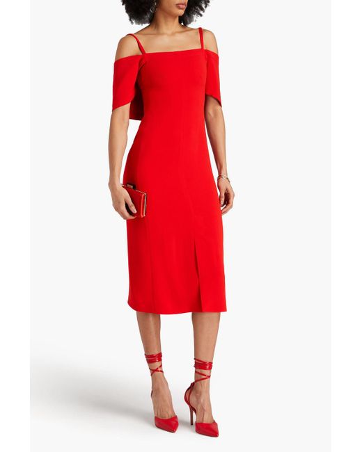 Victoria Beckham Red Cold-shoulder Crepe Midi Dress