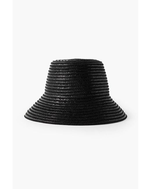 Gigi Burris Millinery Black Ida Straw And Wool-chenille Bucket Hat