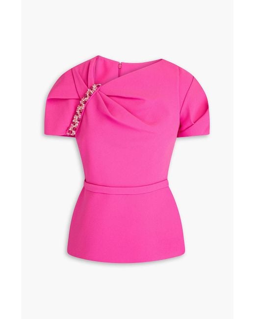 Safiyaa Pink Cassiopeia Embellished Crepe Peplum Top