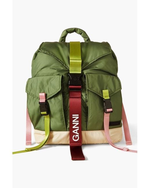 Ganni Green Shell Backpack
