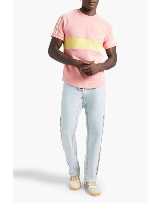 Adidas Originals Pink Striped Cotton-jersey T-shirt for men
