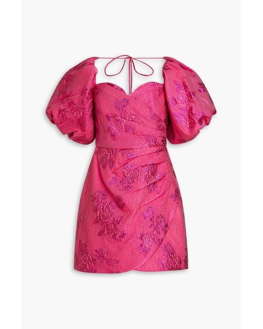 Rebecca Vallance Pink Matchmaker Metallic Cloqué Mini Dress