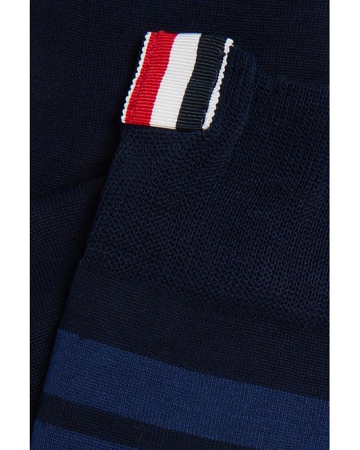 Thom Browne Blue Striped Cotton-blend Socks