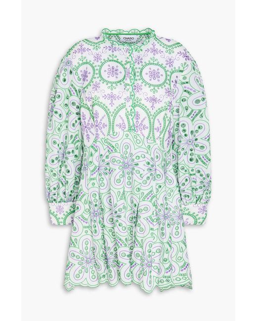 Charo Ruiz Blue Broderie Anglaise Cotton-blend Mini Dress