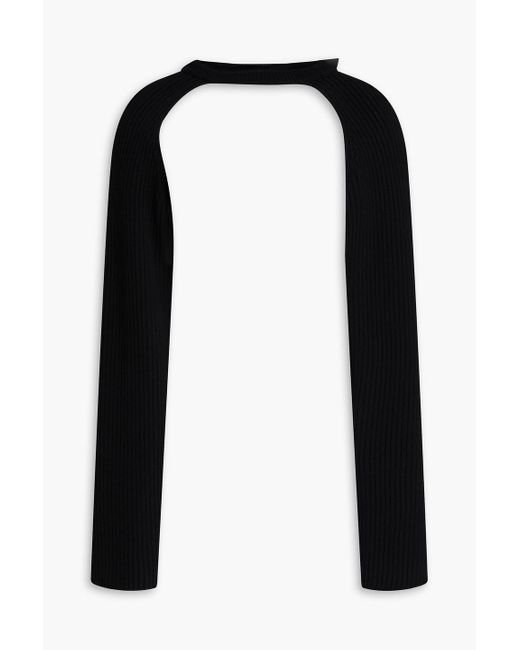 Helmut Lang Black Bolero aus einer gerippten baumwollmischung