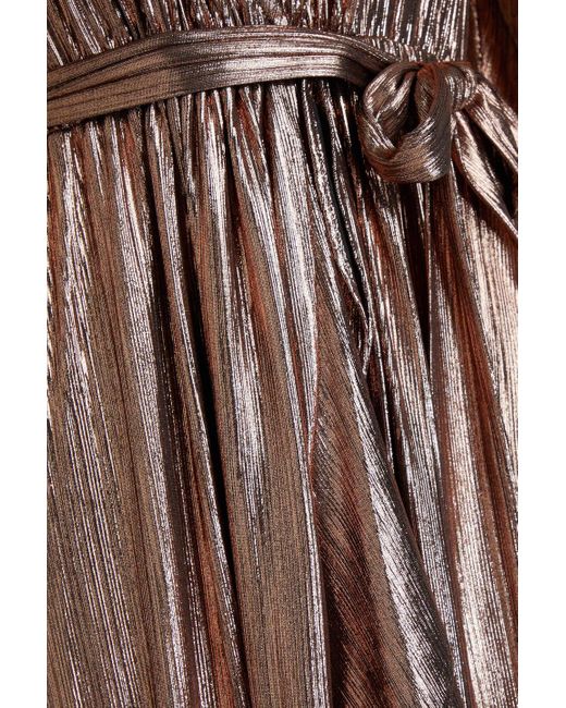 retroféte Metallic Flora Jersey Midi Wrap Dress