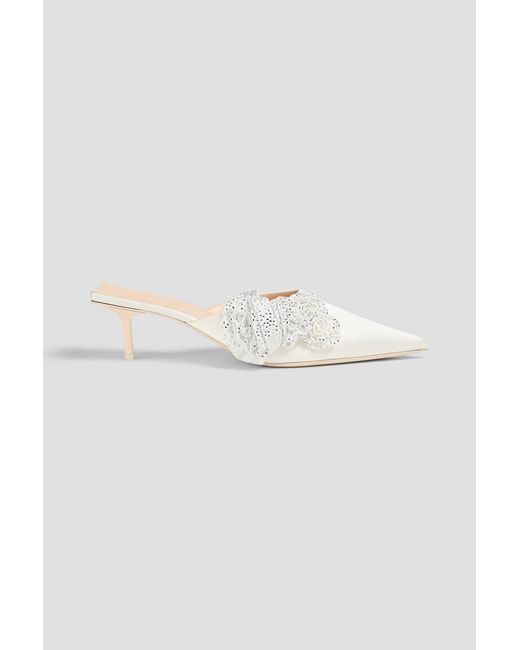 Magda Butrym White Embellished Satin Mules