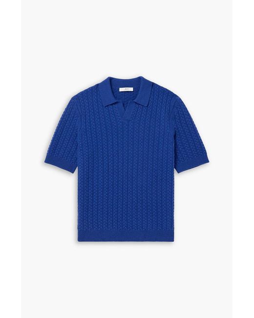 Mr P. Blue Cable-Knit Wool Polo Shirt for men