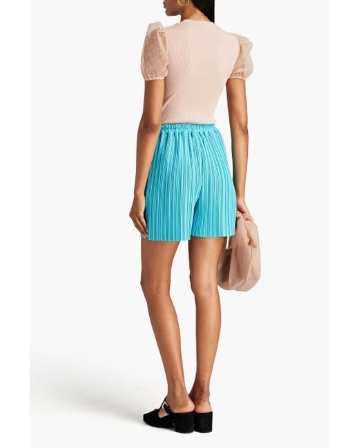 RED Valentino Pink Embroidered Point D'Esprit And Ribbed-Knit Top