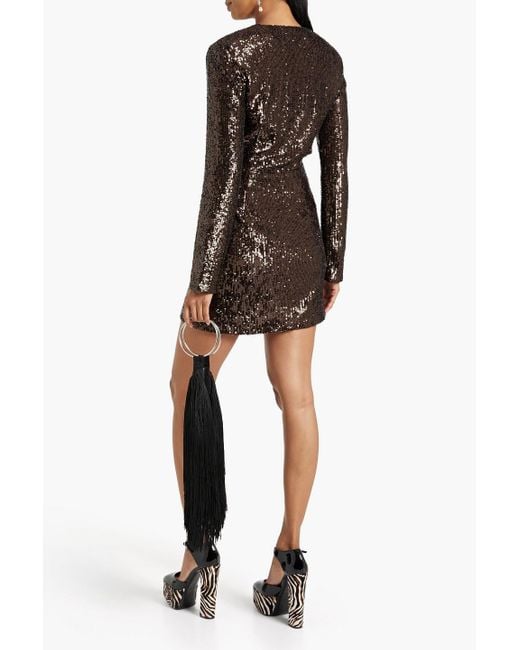 Jonathan Simkhai Black Monty Wrap-effect Sequined Jersey Mini Dress