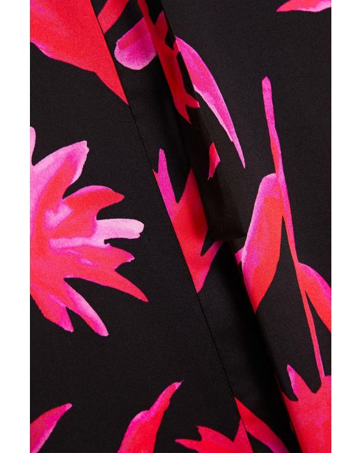 Saloni Red Molly midikleid aus seidensatin mit floralem print