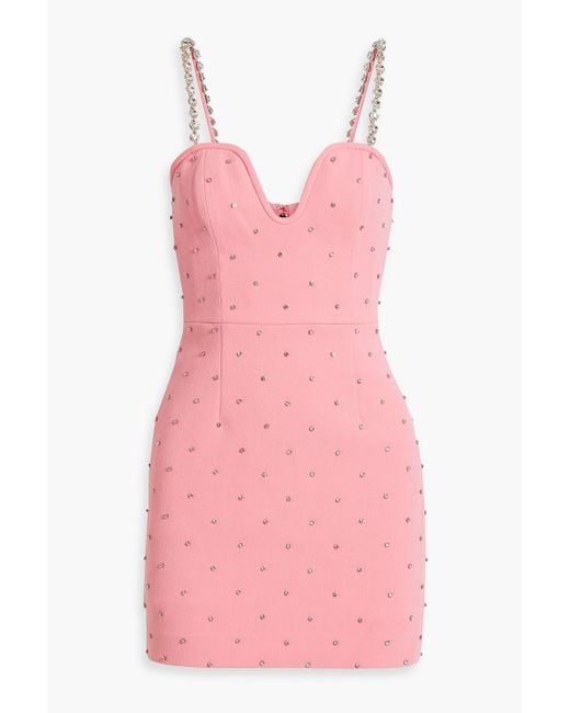Rebecca Vallance Pink After Hours Crystal-embellished Crepe Mini Dress