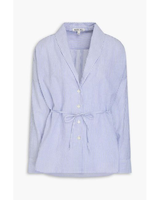Alex Mill Blue Karlie gestreiftes hemd aus baumwollpopeline mit bindedetail
