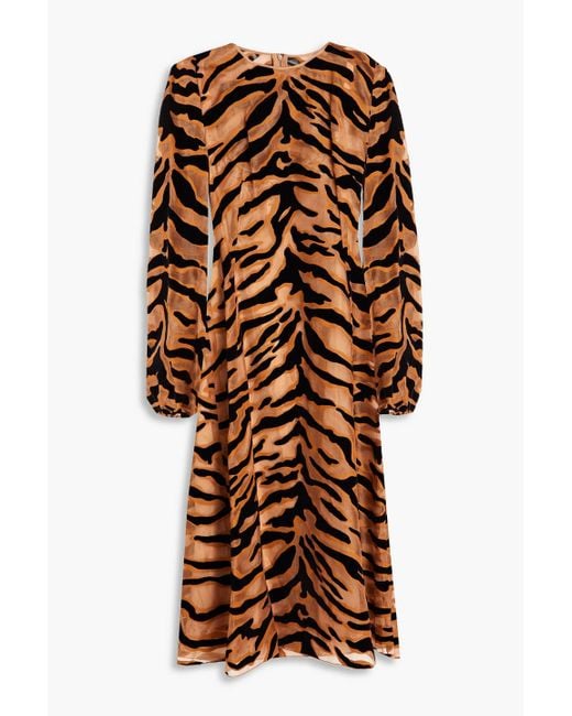Dolce & Gabbana Multicolor Tiger-print Gauze Midi Dress