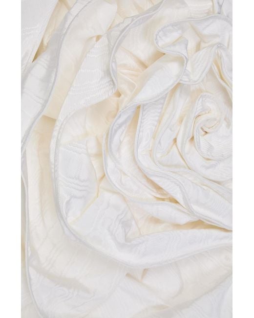 Huishan Zhang White Aphrodite Floral-appliquéd Cotton-blend Moire Maxi Dress