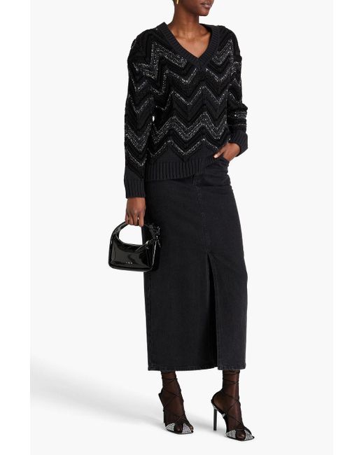 Missoni Black Zig Zag Sequined Oversized Sweater
