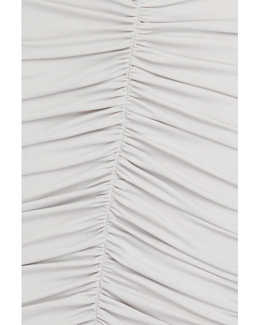 Alex Perry White Ruched Stretch-jersey Midi Dress