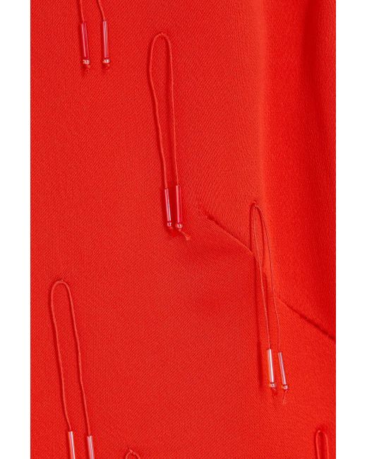 Jonathan Simkhai Red Bead-Embellished Crepe-Satin Mini Dress