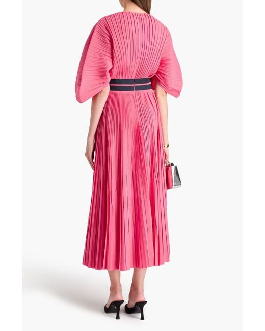 Roksanda Pink Wrap-Effect Pleated Poplin Midi Dress